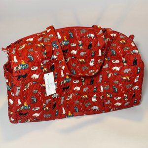 Vera Bradley Holiday Cats Large Duffle 2021 Holiday NWT